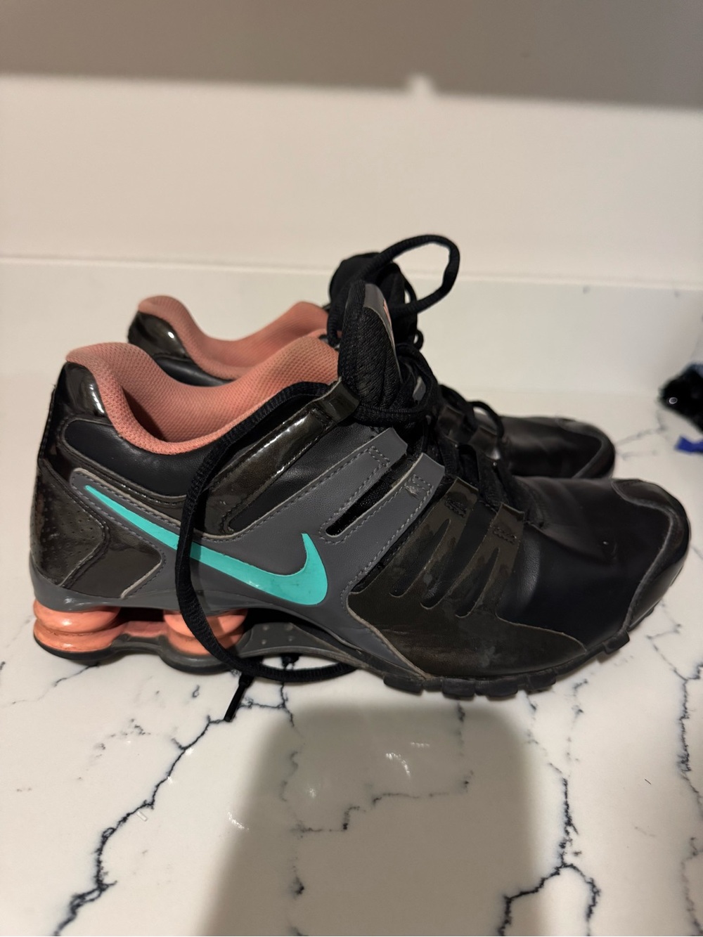 Nike Womens Shox Running Shoes - Black with Teal and Pink Size 9.5